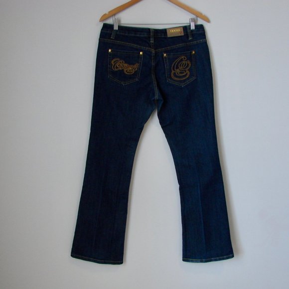 COOGI Bootcut Jeans Tall Dark Wash Stretch Embroidered Coogi Logo Size 12 - Picture 10 of 16